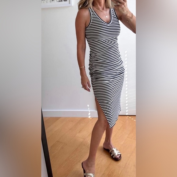 a new day Dresses & Skirts - A New Day Target Womens Navy Blue Rib Knit ruched Midi Dress Size X-Large